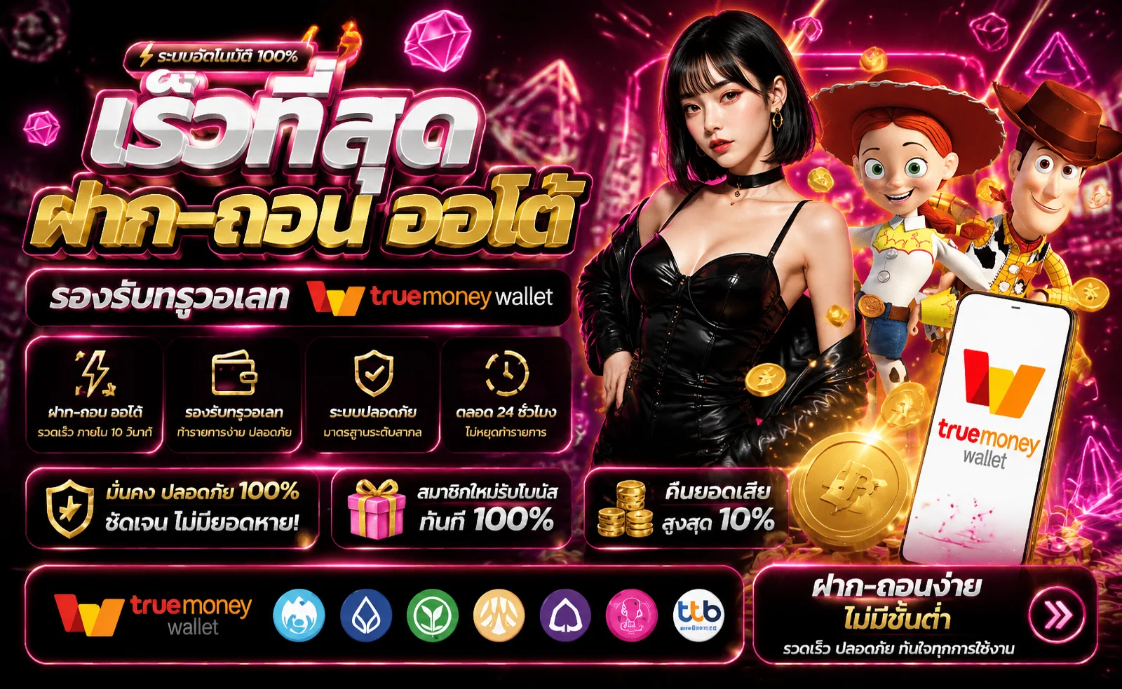 จุดเด่น Bacon168 ฝากถอนออโต้ 24 ชั่วโมง ไม่มีขั้นต่ำ